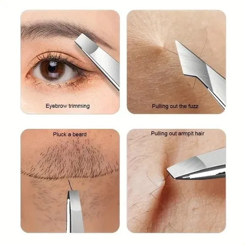 Juego De 4 Pinzas De Precisión For Cejas Acero Inoxidable /