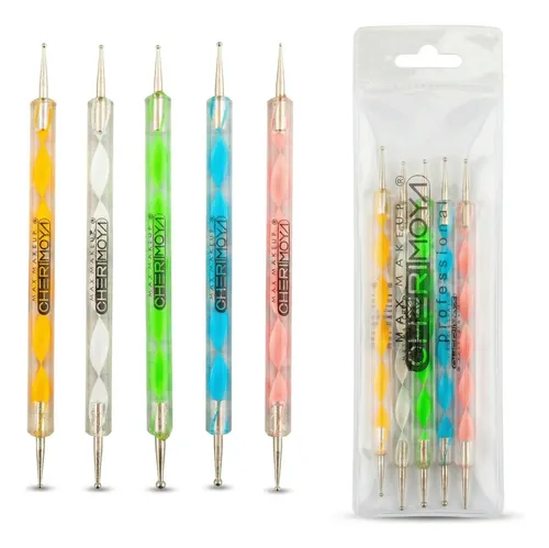 Kit De 5 Pinceles Dotting Doble Punta Cherimoya P/decoracion