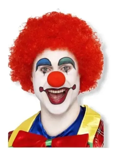 Peluca Afro Payaso Rulos Cotillon Fiesta Color Rojo