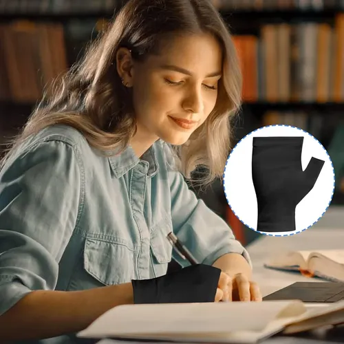Guantes Algodón Negros Sin Dedos Hidratantes Para Piel Sec