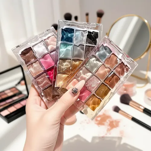 Paleta De Sombras Glitter Acuarela Brillo Intenso 9 Tonos