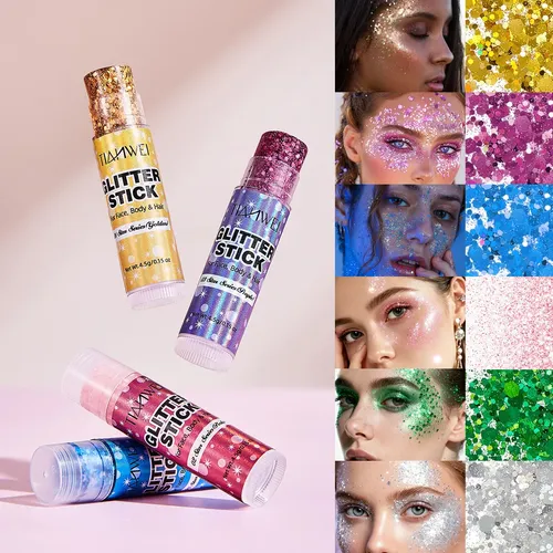 Set De Maquillaje Corporal Con Purpurina De 6 Colores Para E