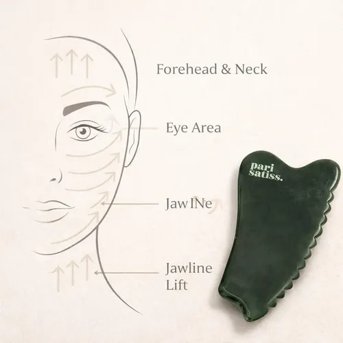 Gua Sha Jade Verde Para Rostro Cuello Y Mandíbula
