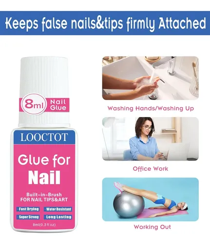 Pegamento Para Uñas Postizas Con Pincel 8ml X2 Fuerte