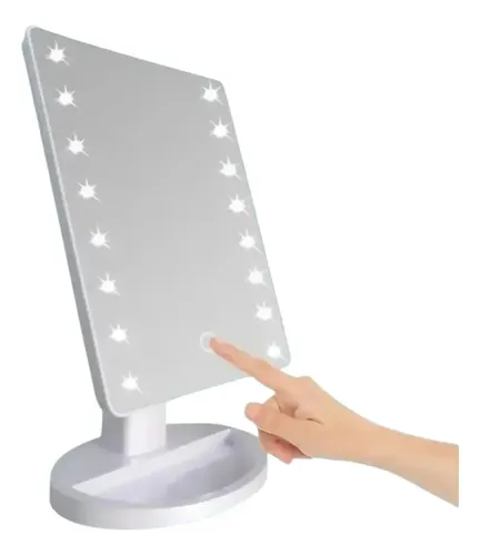Espejo rectangular de pie Hytoshy HT-301 con luz a batería/corriente doméstica marco blanco