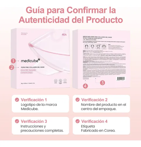 Medicube Pdrn Máscara Colágeno Rosa Firmeza 4 Unidades