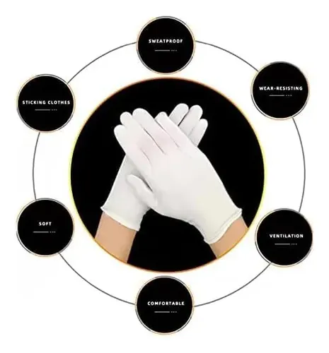 Guantes Algodón Blanco Unisex 24 Pares Hidratantes Spa