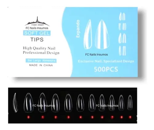 Tips Paris Night Xl Almendra 500 Un.soft Gel Press On