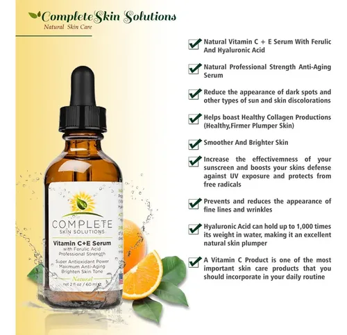Sérum Facial Complete Skin Solutions con Vitamina C y E para una Piel Radiante