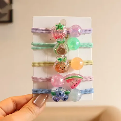 Cintas Para El Pelo Con Frutas Para Cola De Caballo, Pinzas  Rosa Claro