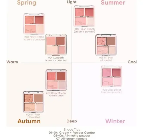 Paleta 4 En 1 Rubor Iluminador Contorno Judydoll Lilac