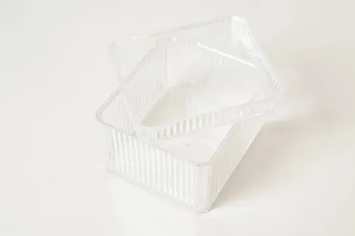 Organizador De Acrilico Clear Rayas Cuadrado Con Tapa