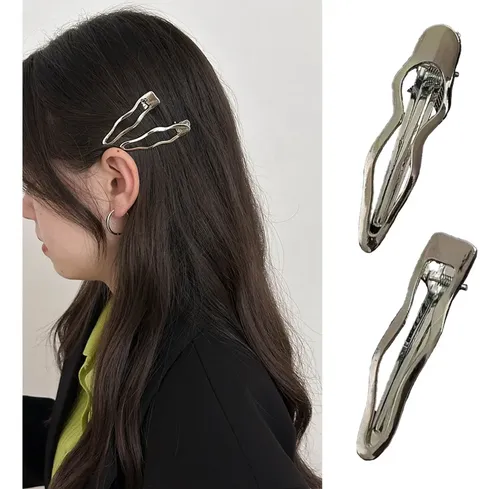 (t2) Horquilla Para El Pelo Con Forma De Línea Metálica Eleg