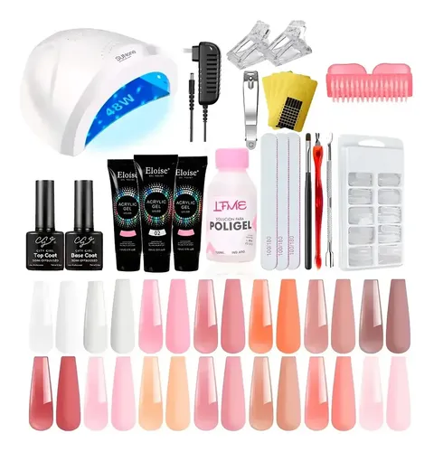 Kit Uñas Esculpidas Polygel Uv Semipermanente Set Completo