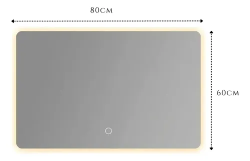 Espejo Led Baño 80×60 Rectangular Moderno Hogar Sin Marco