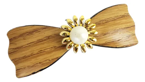 Hebilla Francesa Pelo Símil Madera Con Dorada Perla Pack X12