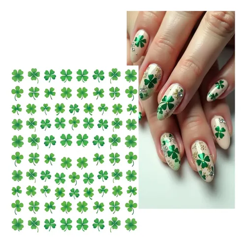 Pegatinas Para Decoración De Uñas Bsbtbz Green Clover, Día D