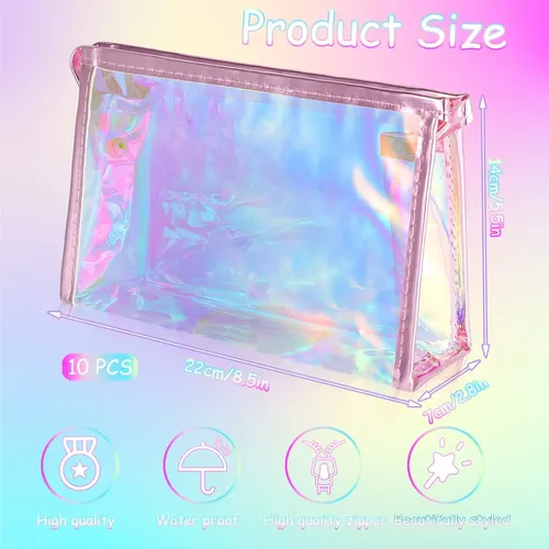 Bolsas De Maquillaje Besarme Holográficas Impermeables, 10 U