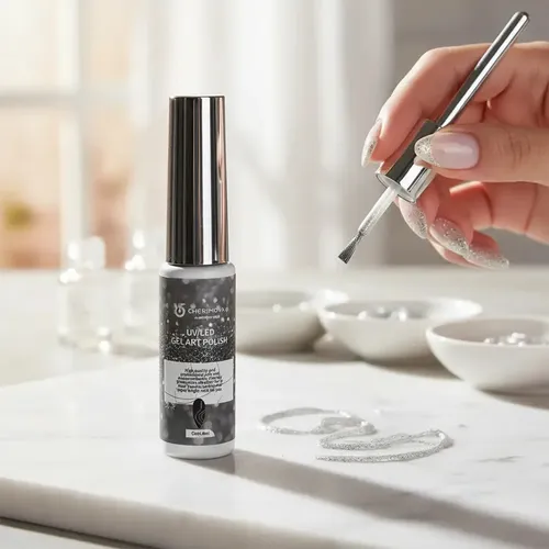 Gel Art Polish Semi Decoracion Liner Uv/led Cherimoya 8ml Color Plateado