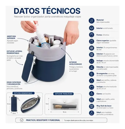 Bolso Organizador Cosméticos Baño Neceser+cartuchera Maquill