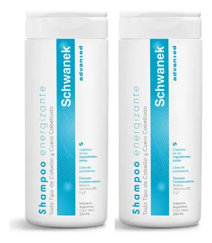 Shampoo X2 Schwanek Energizante Fortificante Produce Hidratación, Nutrición, Reparador de Puntas Y Crecimiento Capilar Ideal Para todo tipo de cabello