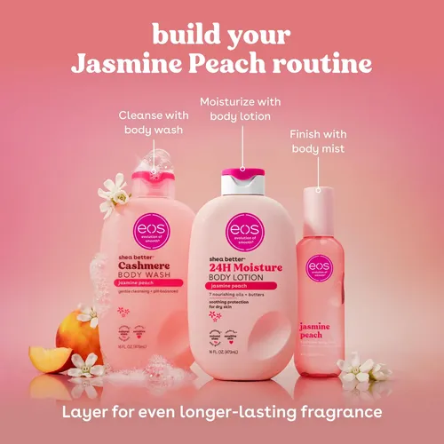 Loción Corporal Eos Jasmine Peach, 16 Onzas Líquidas, No Grasosa