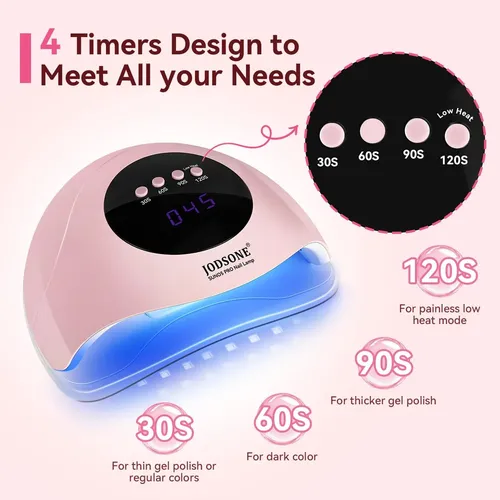 Lámpara Uv Led Para Uñas Rosa Con 4 Tiempos Y Sensor