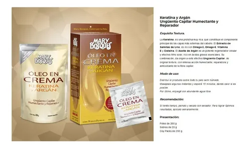Mascara Reparadora Oleo Keratina Y Argan Mary Bosques 250gr