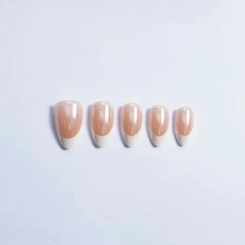 Uñas Press On Veluna Soft Gel Francesitas Clásicas 30u Full French Champagne Almendra