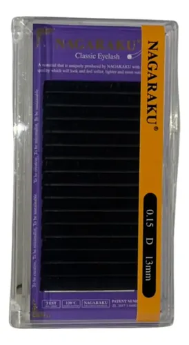 Kit Nagaraku Extensiones De Pestañas Clásicas 0.15 Curva D Largos 11 Al 15 Mm