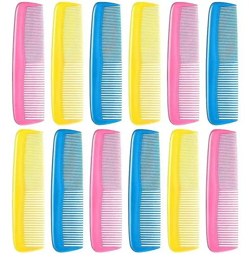Pack X 12 Peines Familiar 19 Cm Plásticos Colores Surtidos