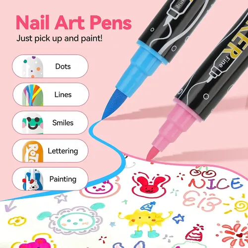 Set 24 Colores Marcadores Para Uñas Secado Rápido Diy