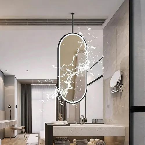 Espejo Baño Led Colgante Marco Negro Grande 50x70cm