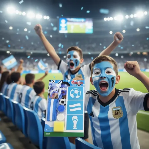 Kit Maquillaje Argentina Fútbol Mundial Pintafan Esponja