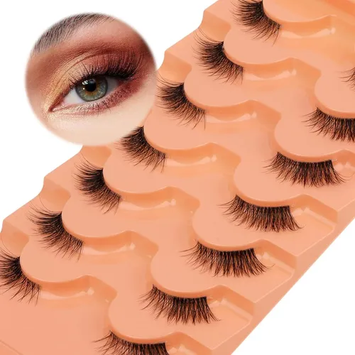 Pestañas Postizas Medio Eefofnn Look Natural 7 Pares