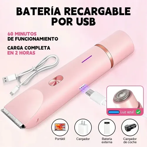 Depiladora Eléctrica 2 En 1 Doble Cabezal Mujer