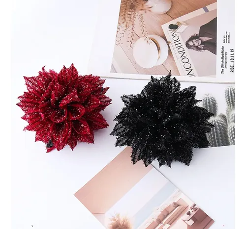 Pinza Para El Pelo Antideslizante Con Estampado Floral (1 #m Sequin Flowers Red