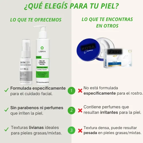 Kit Skincare Piel Mixta Grasa Facial Libra + X2 Muñequeras