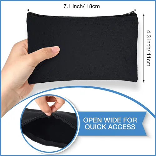 Bolsas De Maquillaje De Lona Con Cierre, 80 Unidades, Negras