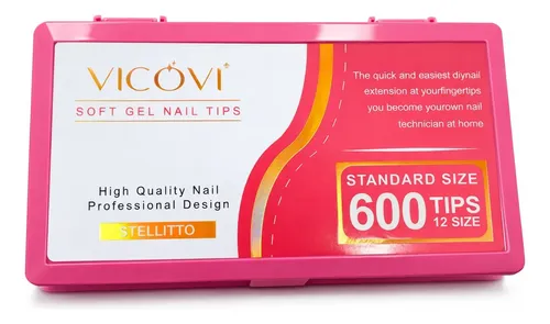 Tips Soft Gel Vicovi 600 Uñas Postizas 12 Tamaños