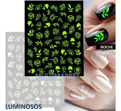 Stickers Autoadhesivos Fluo Luminosos – Nail Art Uñas