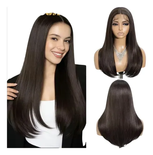 Peluca Hisan Castaña Lace Front Humanizada Iluminada