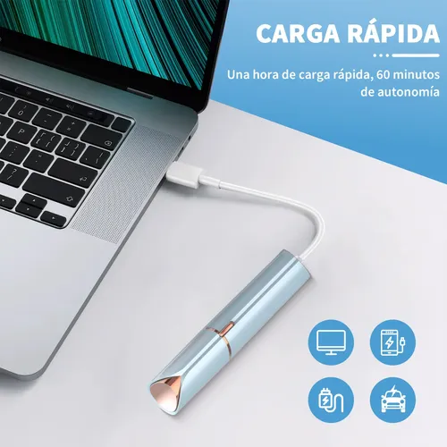 . Depiladora Facial Eléctrica Recargable Usb Con Luz Led, .