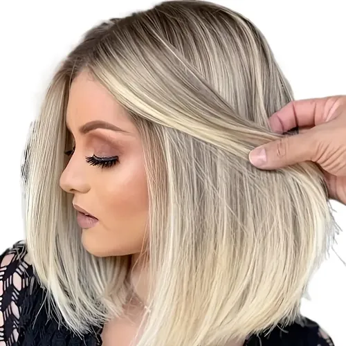 Peluca Corta Rubia Platinada Elegante Para Mujer