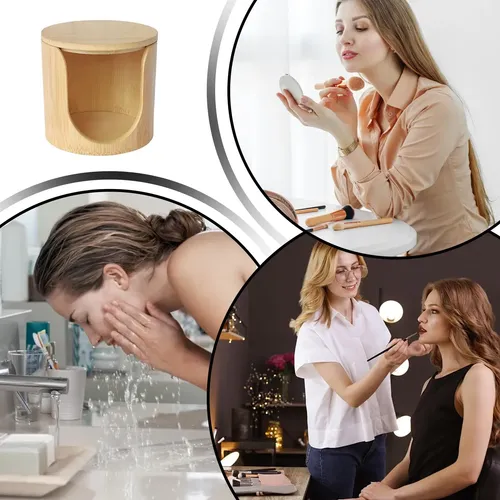 Bamboo Round Cotton Pad Holder, Reusable Makeup Remover