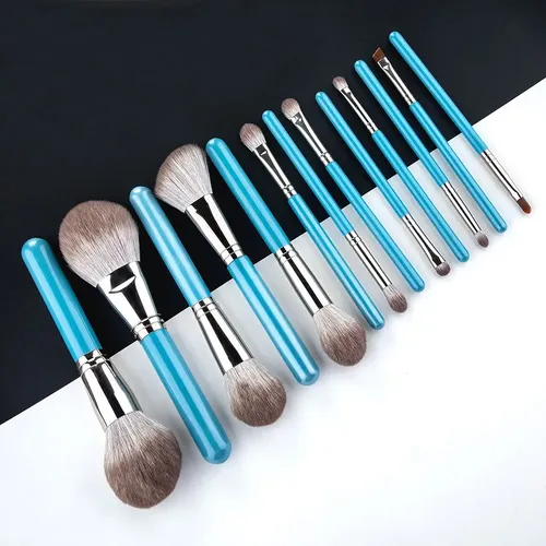 Set De 13 Brochas De Maquillaje Con Estuche De Cuero