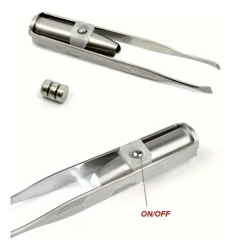 Cc Pinza Para Cejas Con Luz Led De Precisión Plateada T4