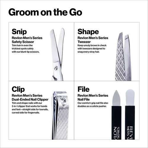 Kit De Aseo Revlon Para Hombre, Cortaúñas, Tijeras Y Pinzas
