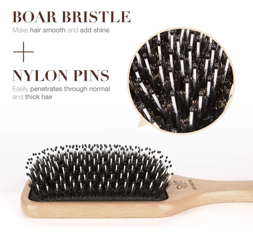 Cepillo De Pelo Urtheone Boar Bristle Paddle Paddle Para Tod