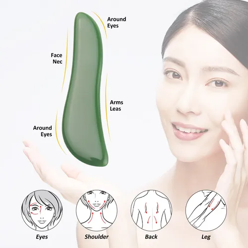 Natural Jade Gua Sha Tools For Face, Neck, Color .
